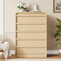 Garvee 5 Drawer Dresser for Bedroom, 45" Tall Wooden Dressers with Curved Profile Design, Mid Century Chest of Drawers Closet Clothes Storage Organizer for Living Room, Entryway, Nursery, Natural
