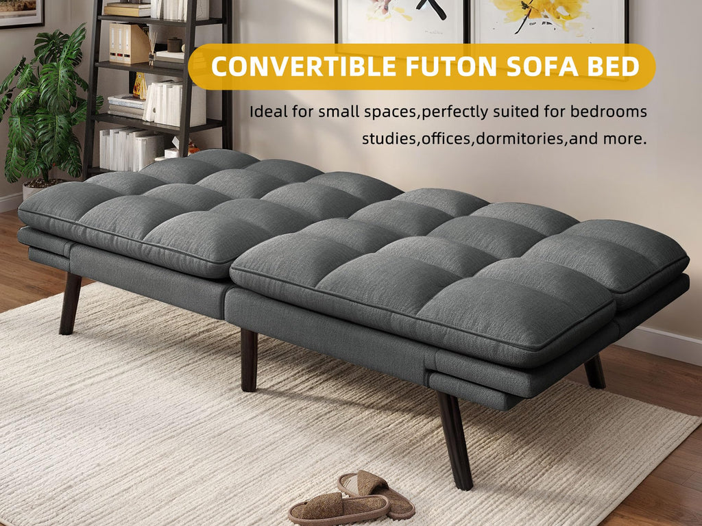 YITAHOME Convertible Futon Sofa Bed, 70" Folding Futon Set for Living Room Home Office Aprtment, Modern Futon Couch with Adjustable Backrest & Armrests, Recliner Lounge, Loveseat Sofa