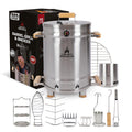 Smoked Grillers Barrel Smoker Grill Combo | 100% 304 Stainless Steel Barrel | 95% Less Smoke, Even Heat | Easy to Use & Clean – Vertical Smoker Ideal for Balconies and Backyards (MEDIUM-25 LBS)