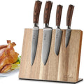 Wakoli EDIB 4-Piece Damascus Knife Block Set – Professional Kitchen Knives with Magnetic Acacia Block, 67-Layer Damascus Steel Blades and Ergonomic Pakkawood Handles – Premium Knife Set with Block