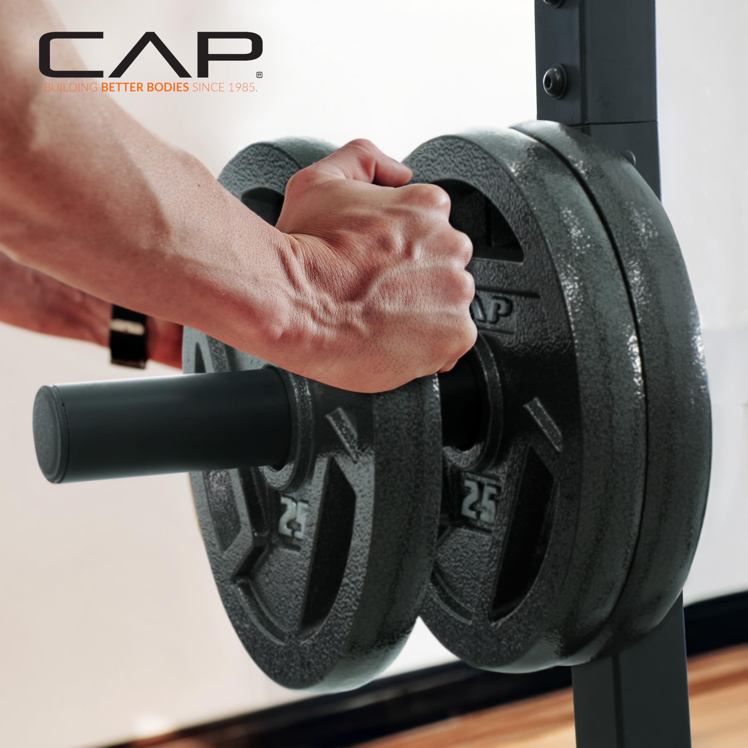 CAP Power Rack with Pull Up Bar & Attachments - Squat Rack & Strength Training Power Cage for Home Gym - BLACK