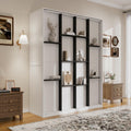 Merax Rotating Queen Murphy Bed with Hidden Storage Racks, Space-Saving Multifunctional Wall Bed for Home Office & Small Rooms