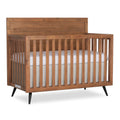 Evolur Stilnovo Mid-Century 4-in-1 Convertible Crib in Sugarcane – Greenguard Gold Certified, Solid Wood Construction, 3 Mattress Heights – Converts to Toddler, Daybed & Full-Size Bed