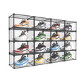 KOKOIN Transparent Plastic Storage Clear Shoe Display Case Box Organizer - Magnetic Side Open, 16PC (Black)