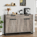 GAOMON 55" Large Sideboard Cabinet, Modern Buffet Cabinet with 4 Doors and 2 Drawers, Buffet Sideboard with Adjustable Shelves and Gold Accents for Dining Room, Kitchen, Entryway Oak