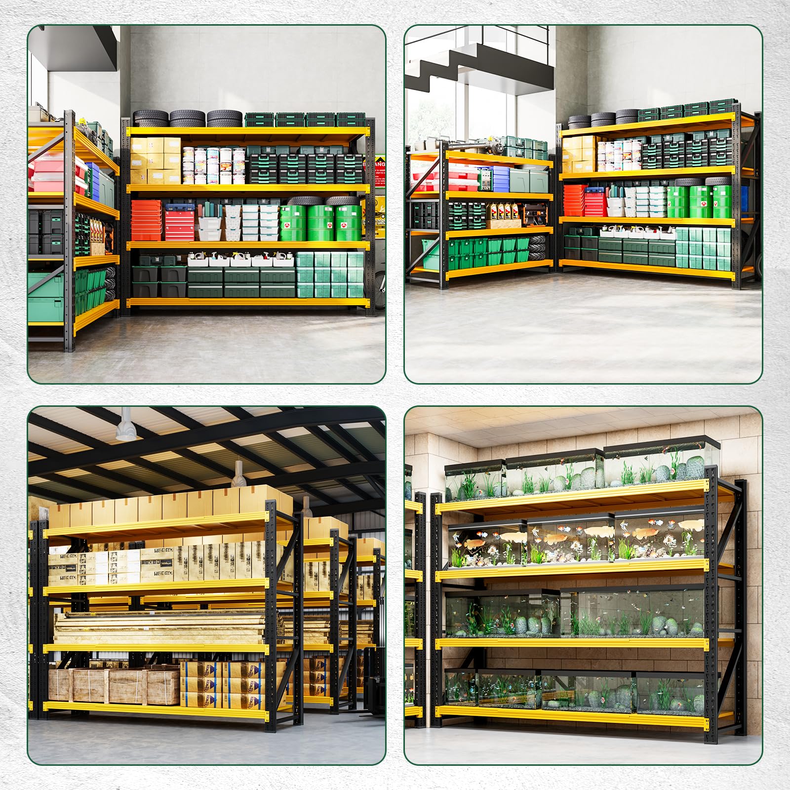Letaya 6000LBS Heavy Duty Storage Shelves,79" W Metal Garage Shelving Units,4 Tier Large Tall Industrial Shelving,Adjustable Utility Rack Shelf for Warehouse,Basement (Yellow, 79" W x 24" D x 79" H)