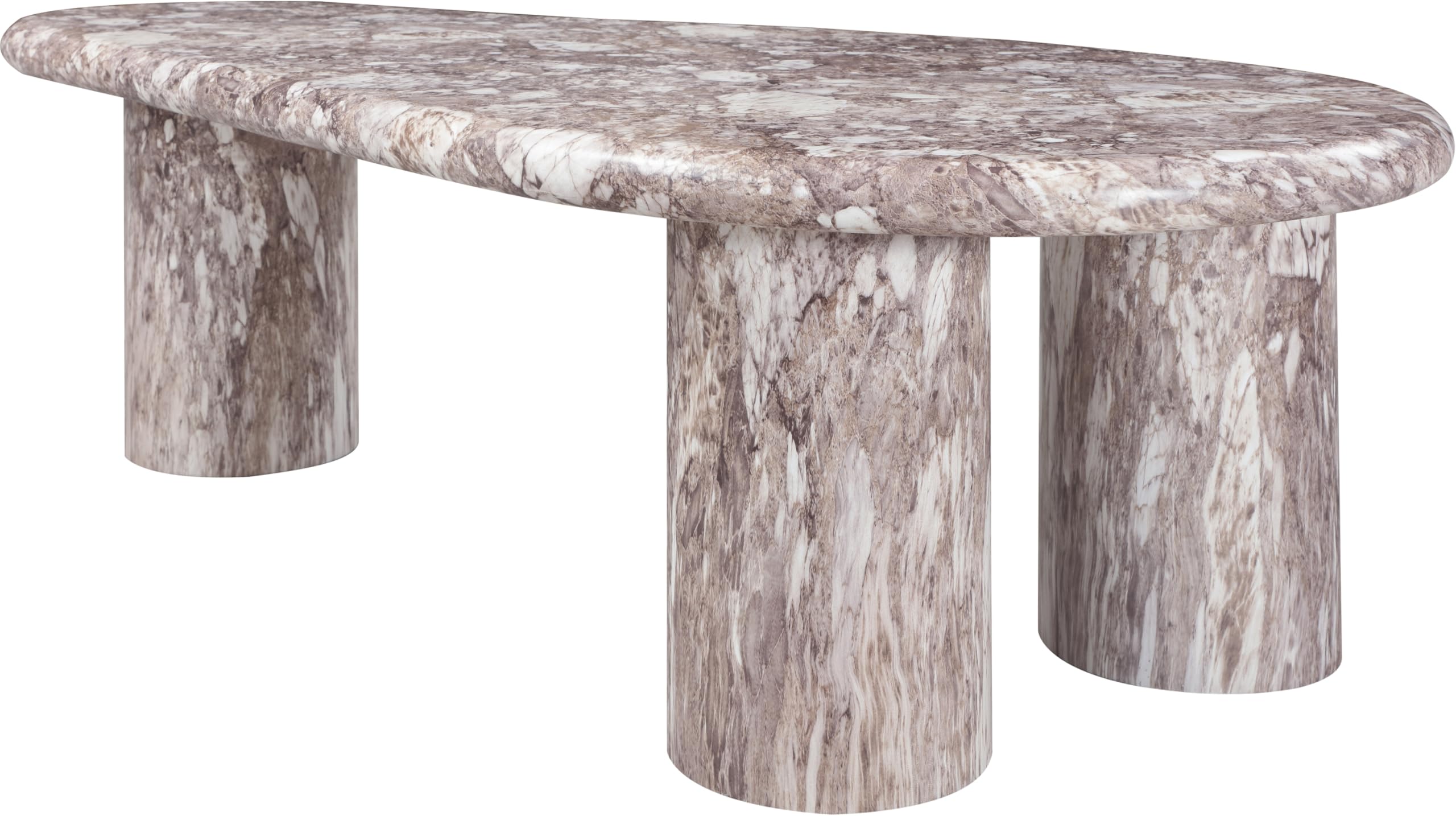 Meridian Furniture 99095Brown-CT Sassari Collection Art Deco Indoor/Outdoor Concrete Coffee Table in Marble Finish, 47.5" W x 24" D x 16" H, Brown