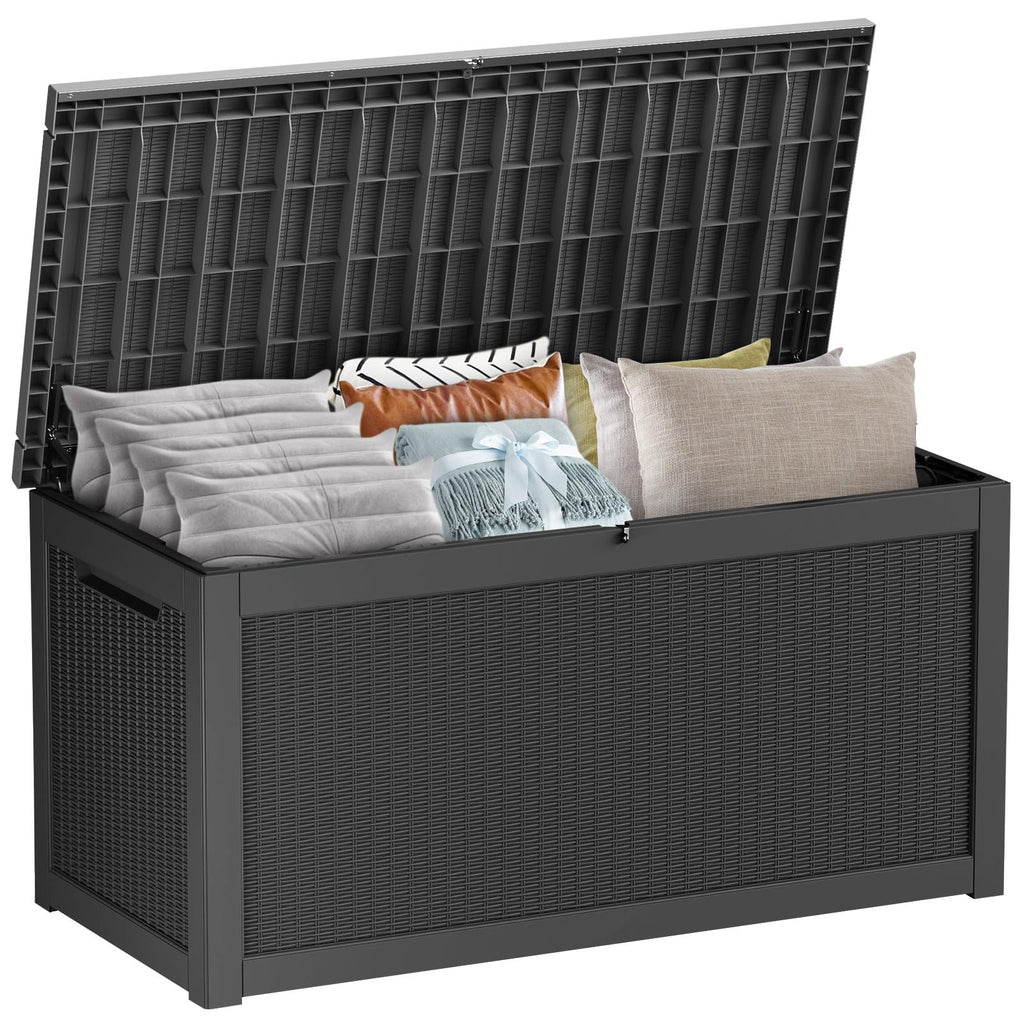 PatioZen 260 Gallon Resin Deck Box Outdoor Storage Box with Lockable Lid, Waterproof for Patio Cushions, Gardening Tools & Exercise Equipment