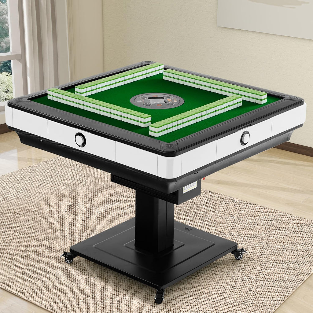 TREZHILU Chinese Mahjong Table Automatic,No Numbered Tiles,with 2 Sets of 42mm 144 Tiles,Automatic Mahjong Table Suitable for Home & Outdoor Leisure, Gifts for Chinese Players