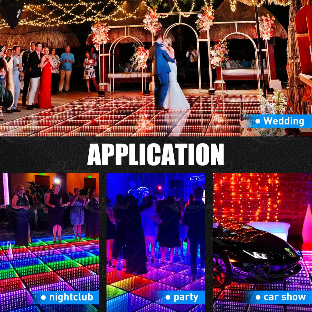 MOKA SFX Infinity Led Dance Floor Panels Mirror 3D Effect Magnetic Connect 8x8ft 25PCS/LOT