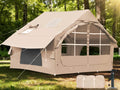 Inflatable Tents for Camping with Stove Jack,4-6 Person Easy Setup Blow Up Tents for 4 Seasons Waterproof Inflatable Camping Tent with Clear Skylight, Air House Glamping Tents for Adult