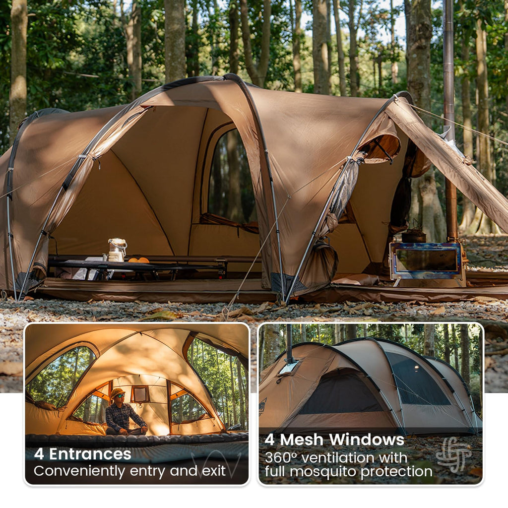 OneTigris ORBITIS Hot Tent, Waterproof 4 Person Tent with Full Size Footprint, 4 Season Tents for Camping, Hiking, Bushcraft, Car Trips
