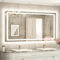 TETOTE 55 x 30 LED Bathroom Mirror with Frontlit and Backlit, Brighter Light up Bathroom Vanity Mirror with Lights, 3-Color Dimmable Lighted Vanity Anti Fog Mirror, Waterproof, Shatterproof