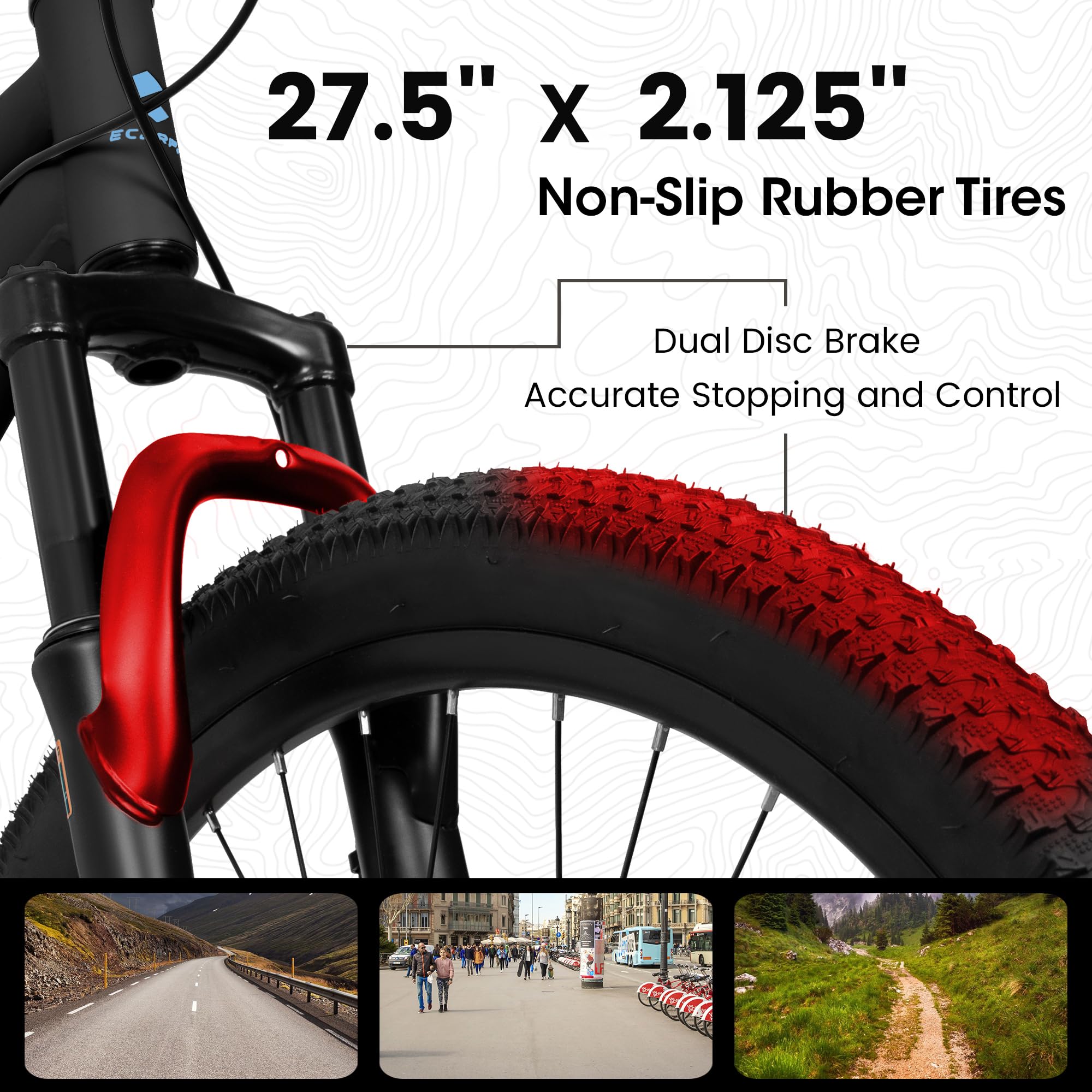 Rycheer 27.5 Inch Men Boys Mountain Bike Full Suspension, 21 Speeds Steel Mountain Bike, Disc Brakes, Adult Sport Bicycle for Trail Snow Commuter City Road