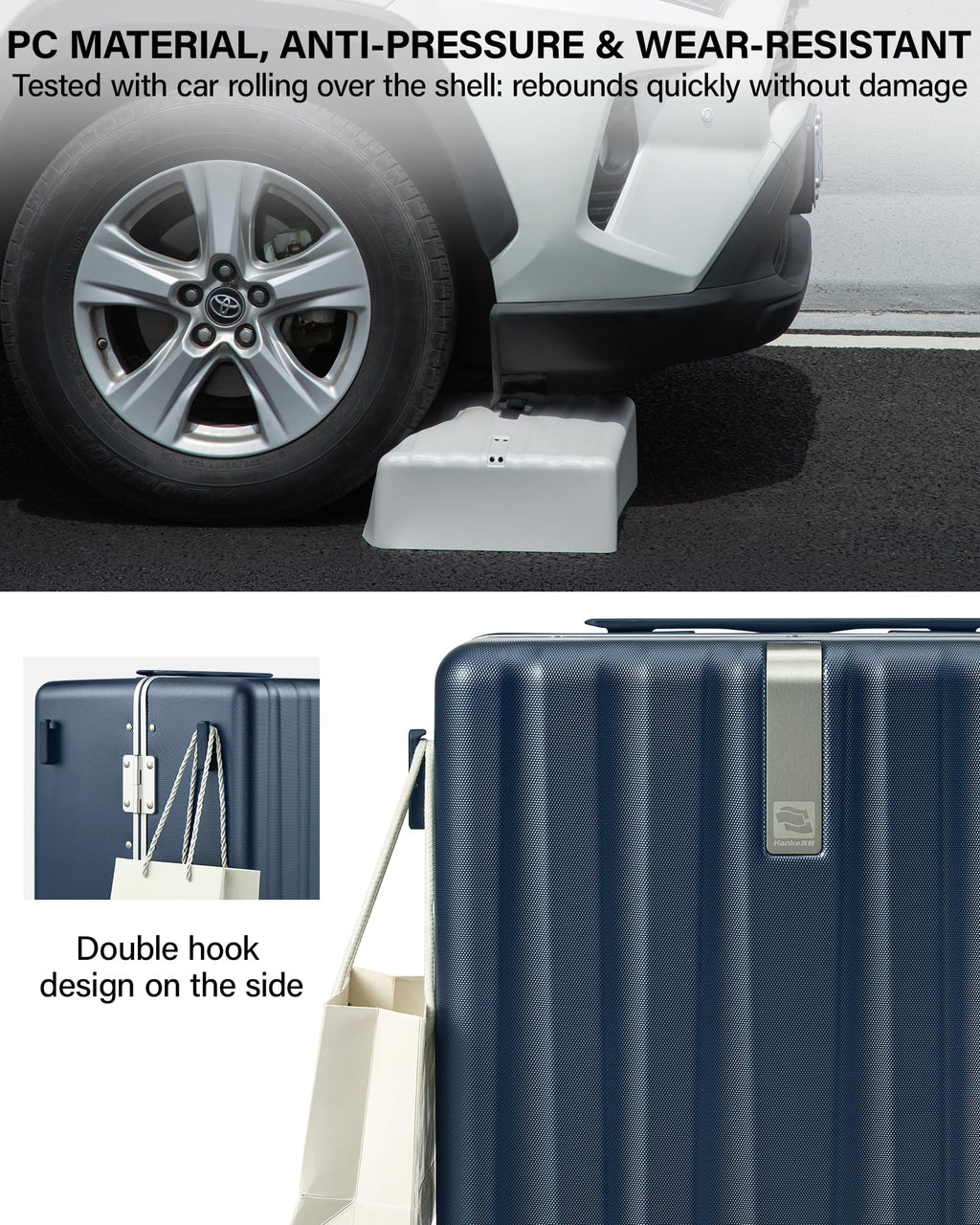 Hanke Premium 24 Inch Zipperless Medium Checked Luggage, Aluminum Frame Hard Shell PC Suitcase with TSA Lock and Multi-Handle Design, 8 Quiet Spinner Wheels for 1-2 Week Trip（Abyssal Blue）