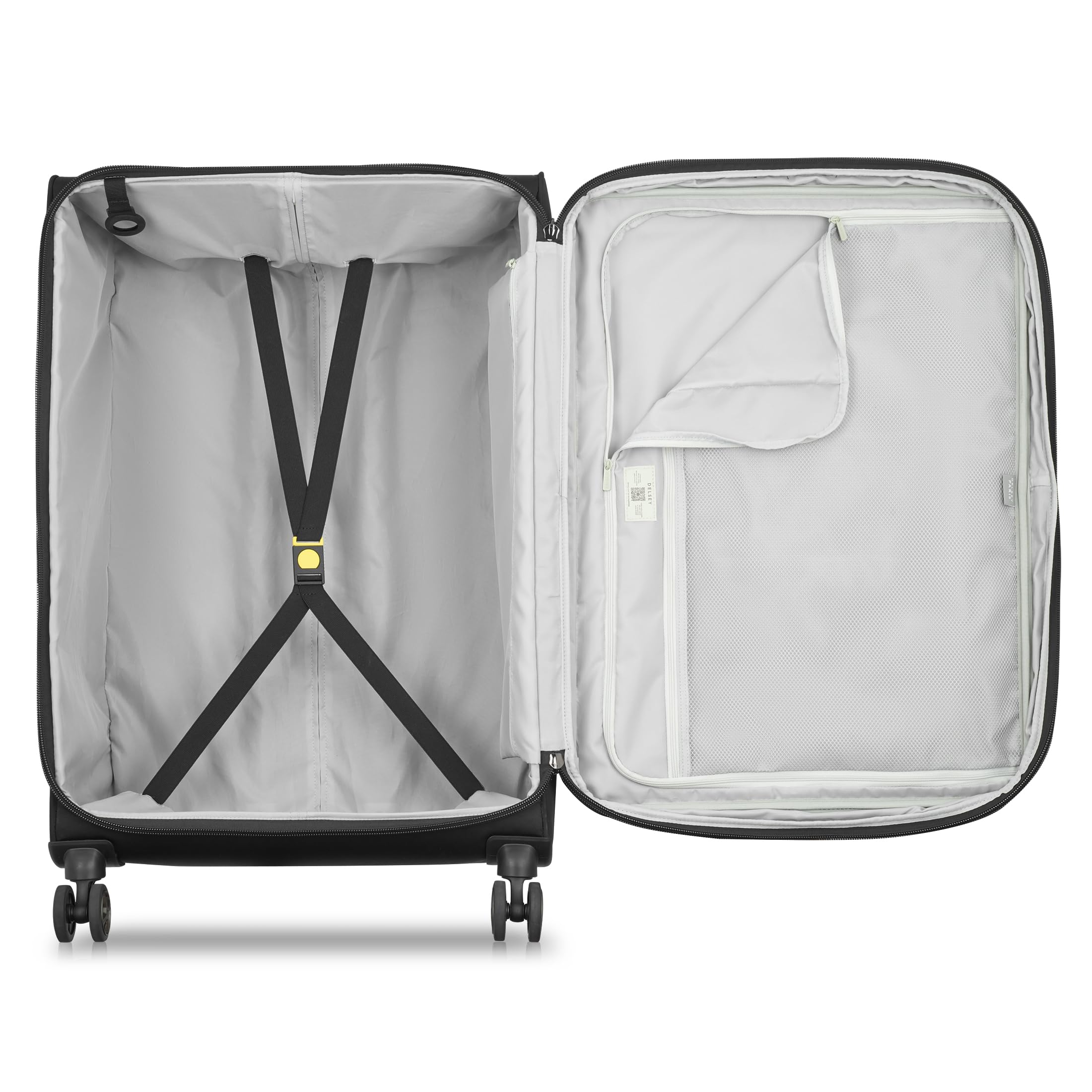 DELSEY PARIS Cruise 3.0 Softside Expandable Luggage with Spinner Wheels, Black, Checked-Large 28 Inch