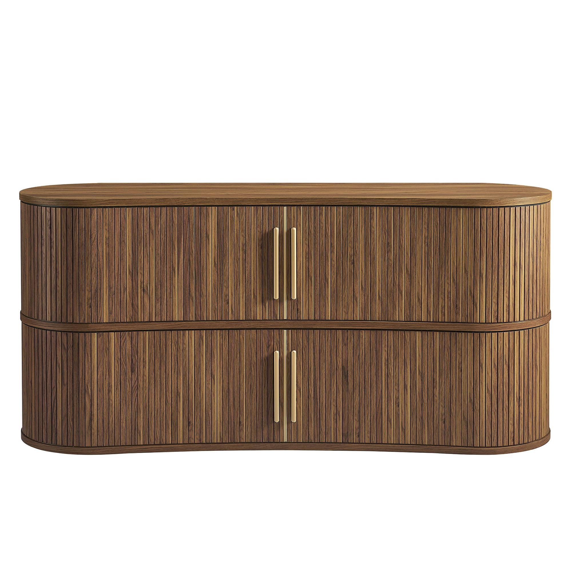 Radcliffe 63" Inch Curved Fluted Sideboard Buffet Cabinet in Walnu