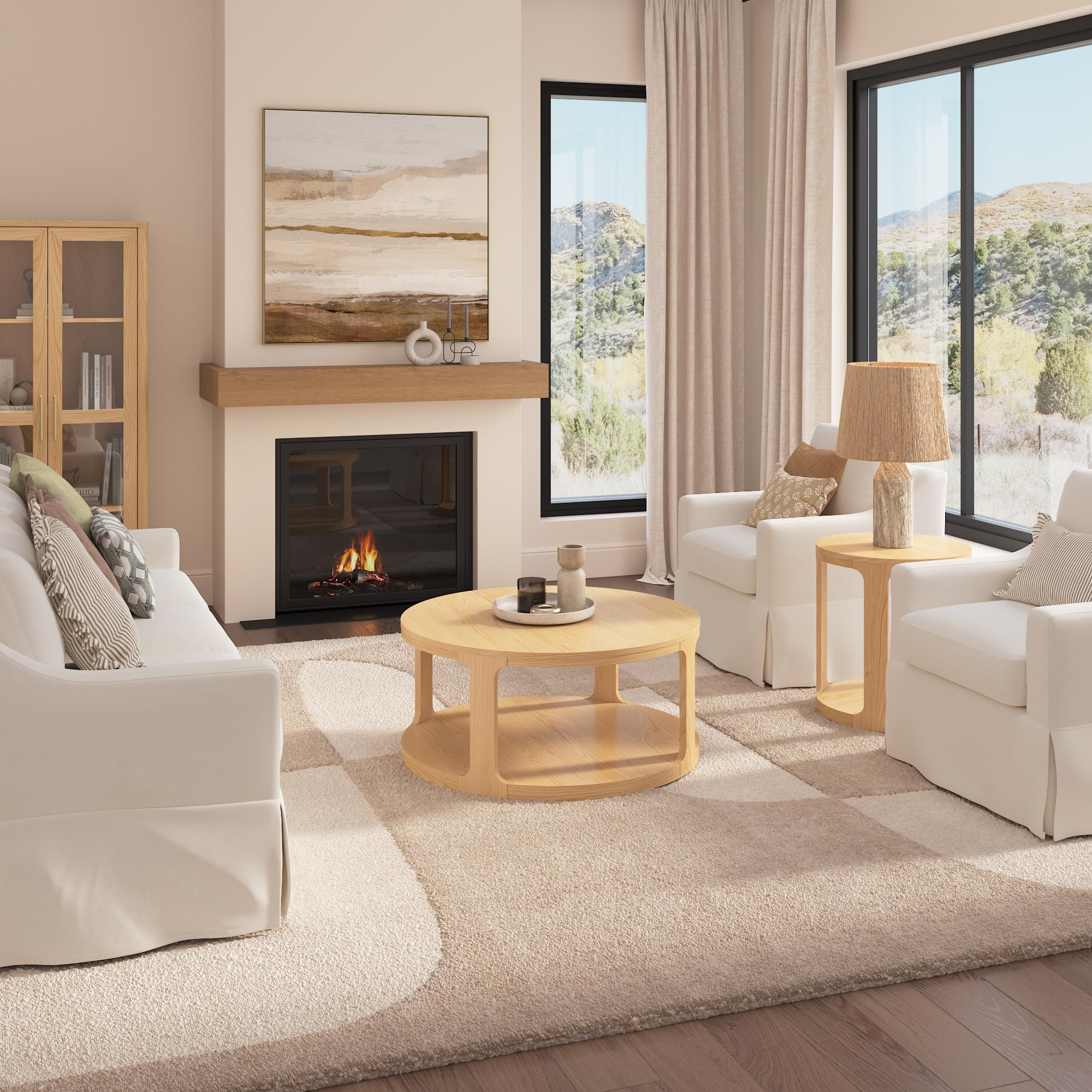 Bush Home Vera Small Round End Table, Living Room Furniture, Vera Collection, Natural White Oak
