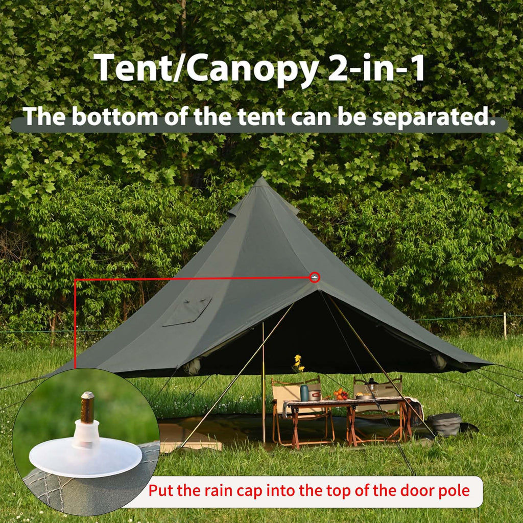 WaldZimmer Canvas Bell Tent 16.4ft Green with Stove Jack and Zipped Removable Floor, Luxury Outdoor Glamping Yurt Cotton Tent for Family Truck Car Camping Hunting Party