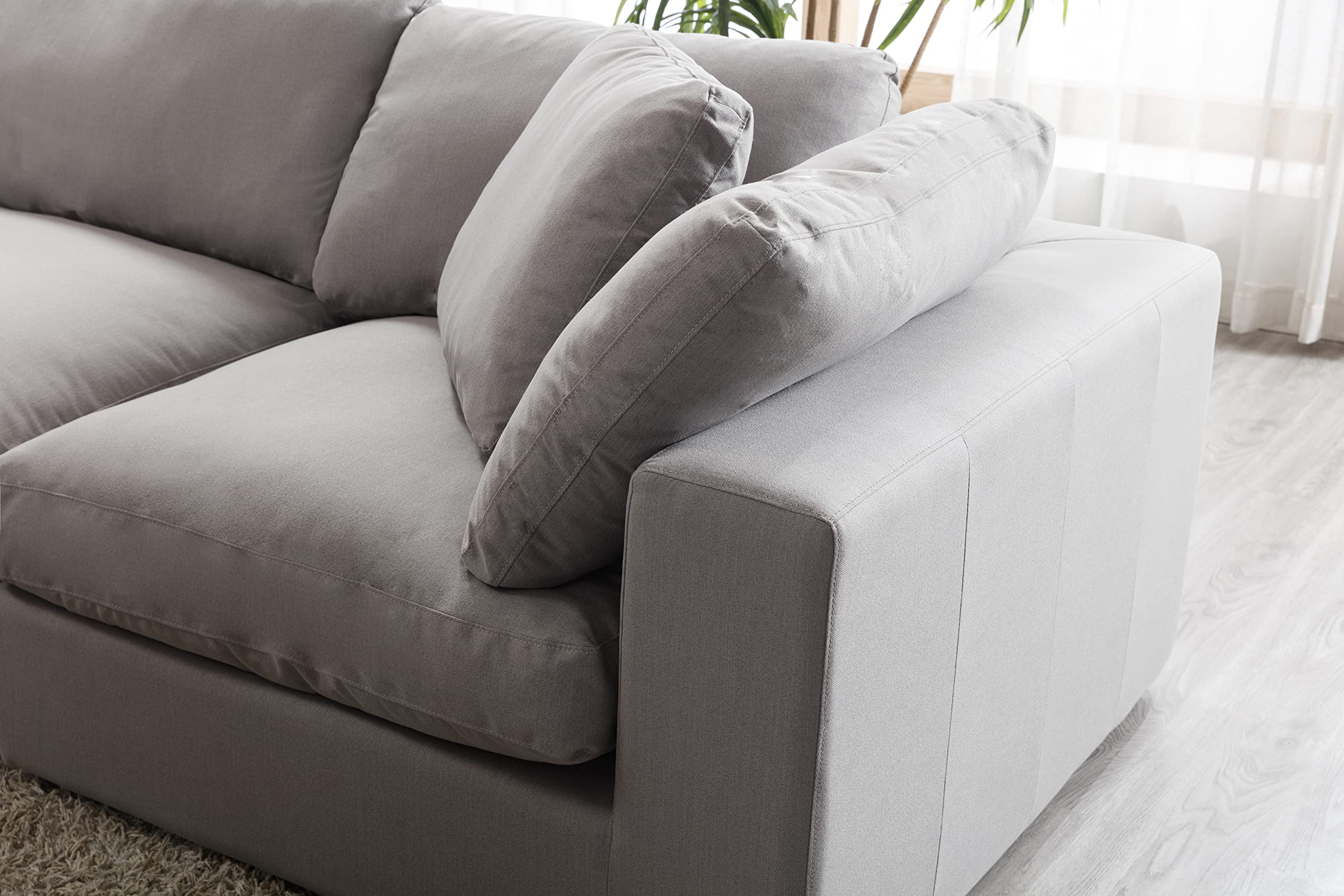 Roundhill Furniture Rivas Contemporary Feather Fill 5-Piece Modular Sectional Sofa with Two Ottomans, Graphite
