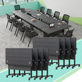 8PCS Folding Training Table with Wheels,Modular Conference Tables, 47IN Conference Room Table with Cable Grommets,Flip Top Mobile Meeting Tables for School Office Seminar Classroom,2-30 Person