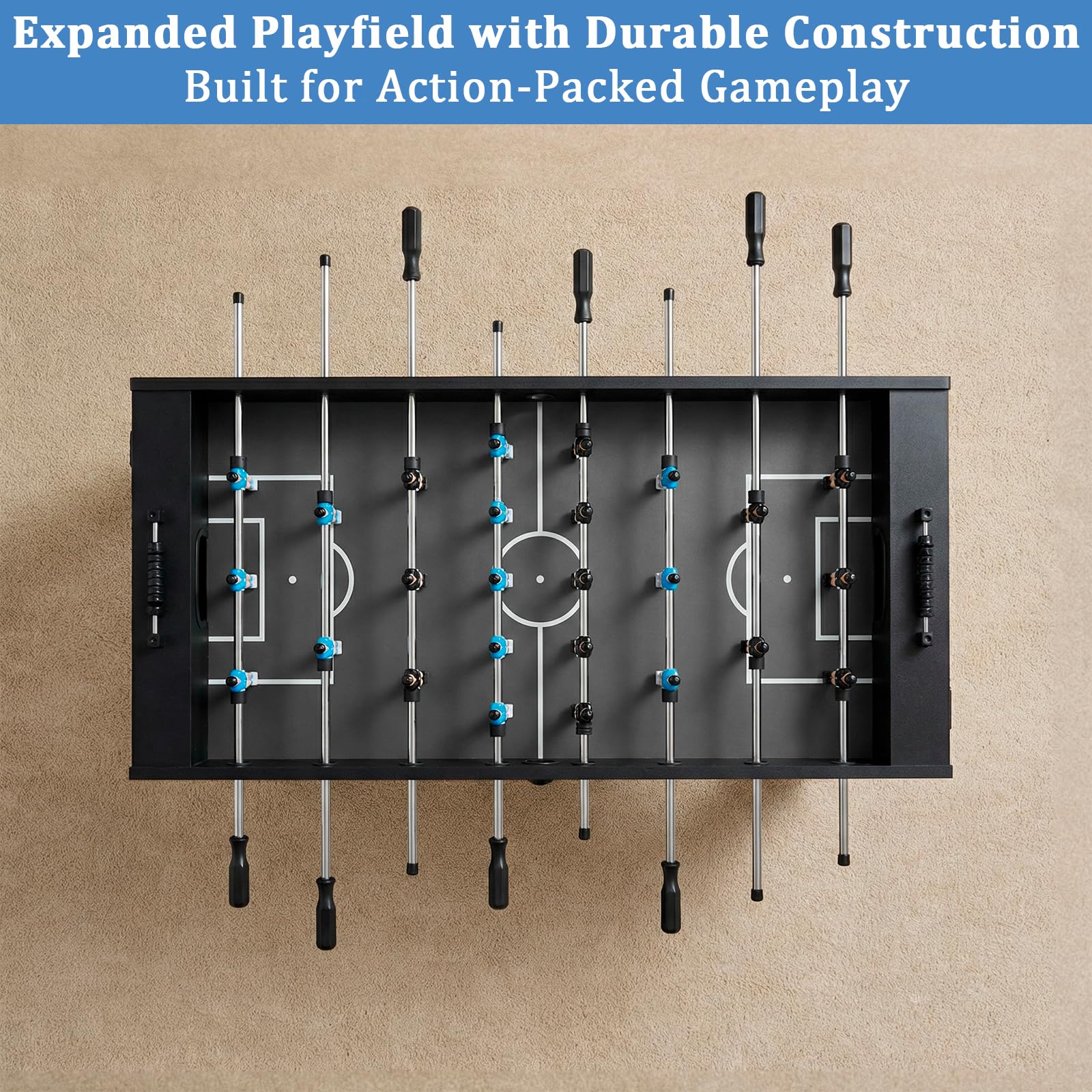 IKAYVOTO 54 Inch Full Size Regulation Foosball Table | Competition Sized Arcade Soccer Game Table for Home, Office or Game Room - Includes 4 Balls, 2 Cup Holders