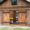 Easelife 16FT Exterior Sliding Barn Door Hardware Kit, Box Rail Track, 450lb Capacity, Black Weather-Resistant Steel, Wall Mount System for Outdoor Use, Fit Double 48in Door