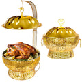 8QT Gold Chafing Dish Buffet Set, Luxury Stainless Steel Food Warmer, Elegant Hollow-Out Design Catering Server for Weddings, Parties, Hotel, Banquets, Christmas & Home Entertaining（2 pcs）