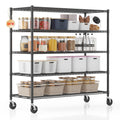 Homdox 5 Tier Storage Racks and Shelving, 24"x60"x82" Heavy Duty Metal Shelves for Storage, 3000LBS Commercial Adjustable Wire Shelving Unit on Wheels for Garage, Pantry, Kitchen, Warehouses, Black