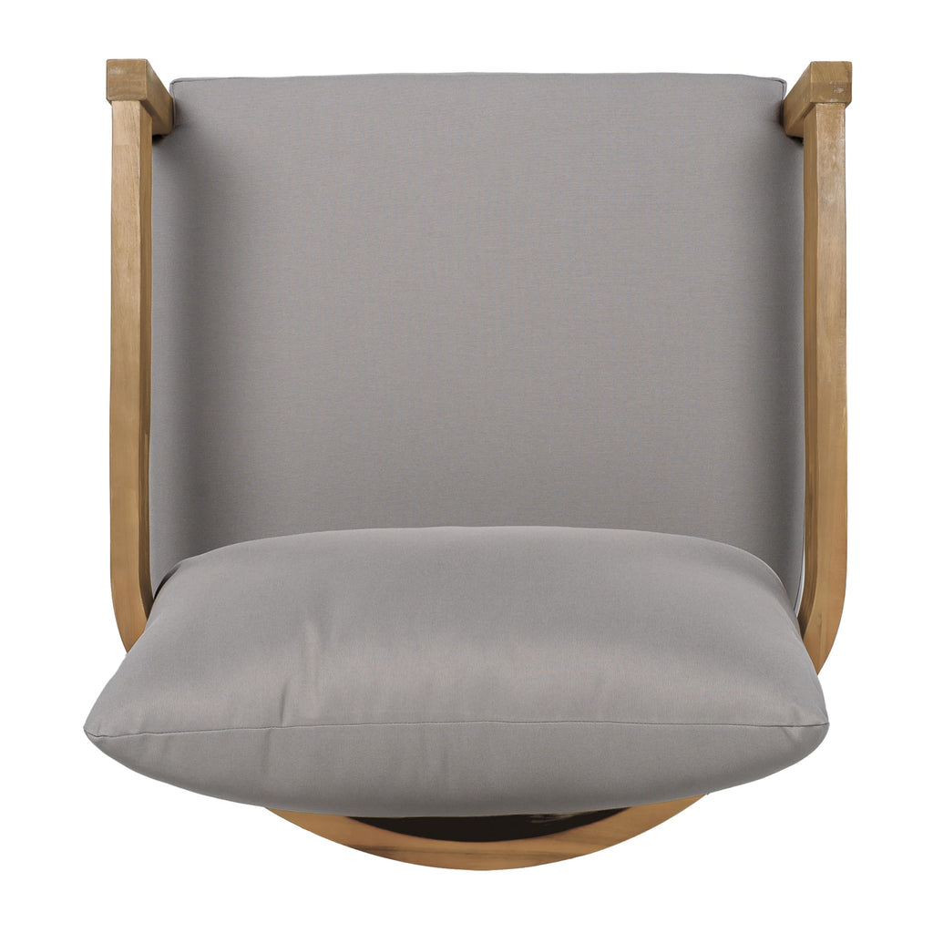 Christopher Knight Home Nadine Acacia Wood Club Chair, Outdoor Accent Chair, Tub Shape Design Armchair, Comfort Cushions Seating, Slat Open Back Reading Sofa for Balcony Backyard Garden, Teak+Gray