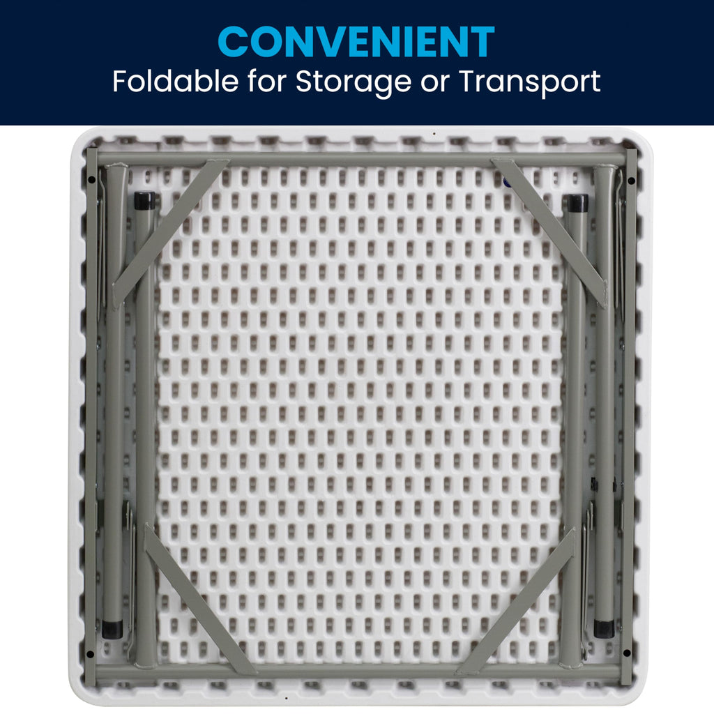 Flash Furniture Square Plastic Folding Event Tables, Set of 12, Granite White