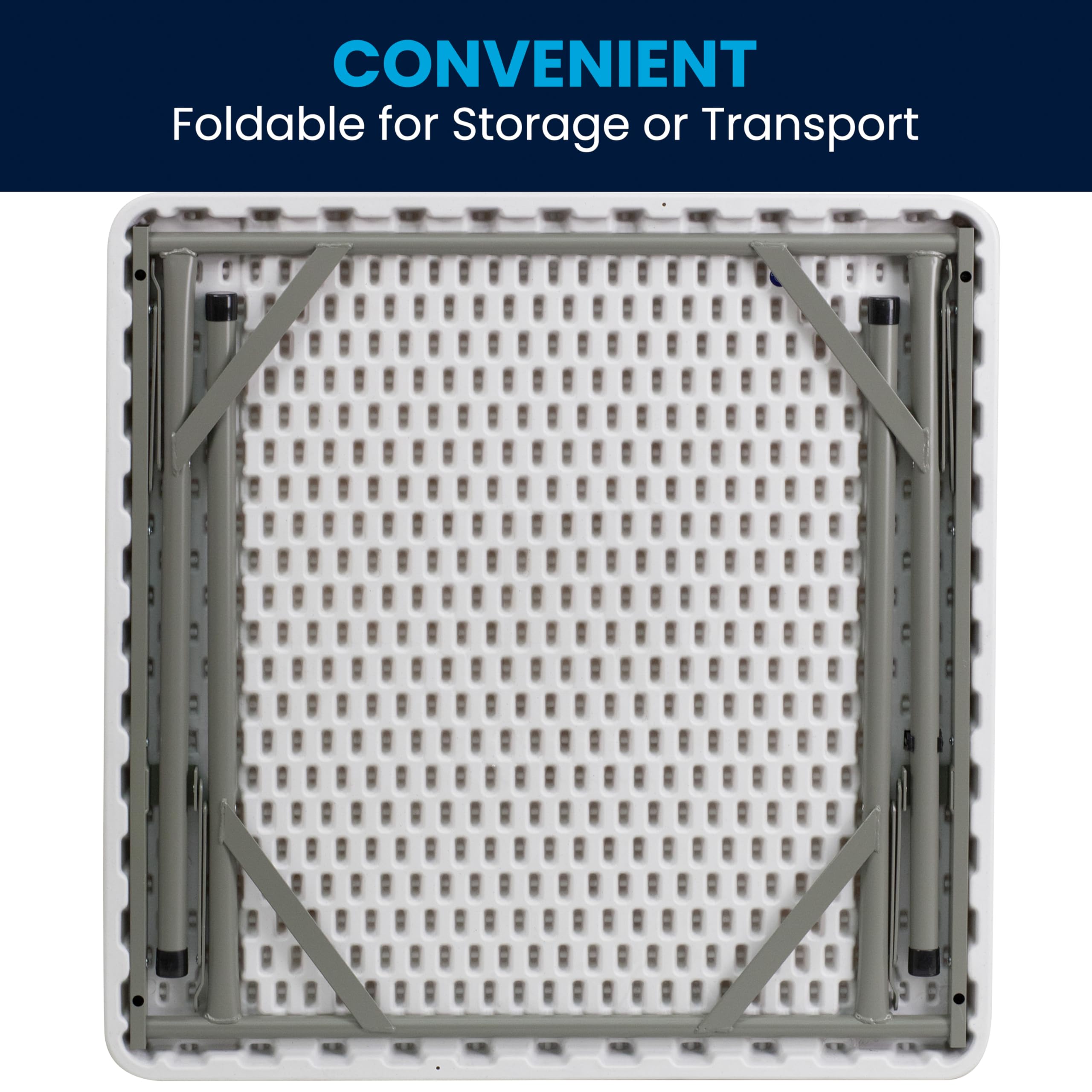 Flash Furniture Square Plastic Folding Event Tables, Set of 12, Granite White