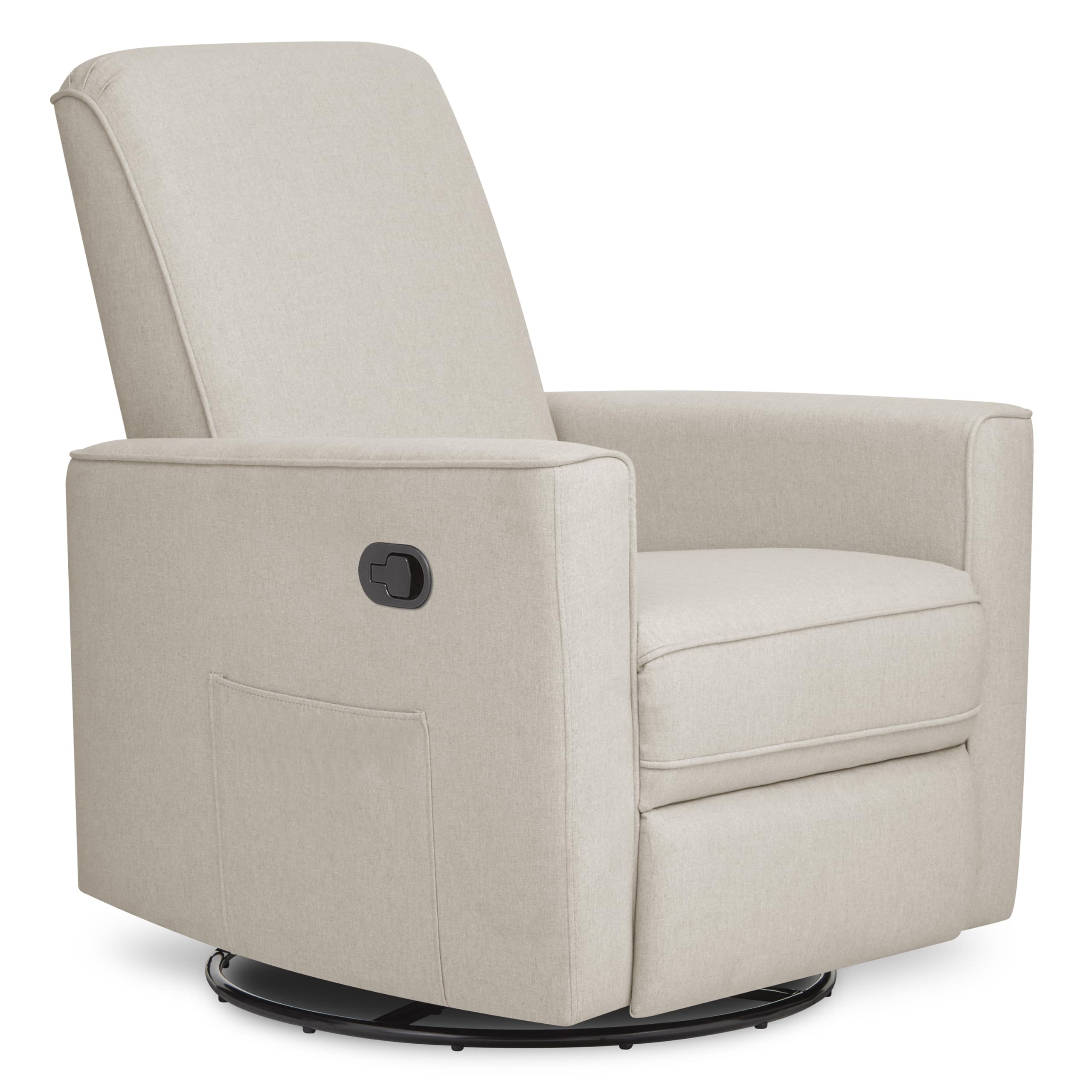 Evolur Raleigh Upholstered Manual Glider Recliner– Rocking & 360° Swivel with Smooth Glide – Greenguard Gold & FSC Certified – Modern Nursery and Living Room Chair in Light Sand