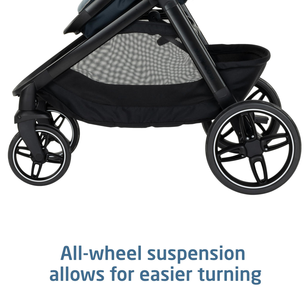Maxi-Cosi Zelia Pro 5-in-1 Travel System with Mico Pro Infant Car Seat, Baby Stroller Combo, Reversible Seat, Large Wheels, Adjustable Handle, Newborn to Toddler, Lightweight, Seascape