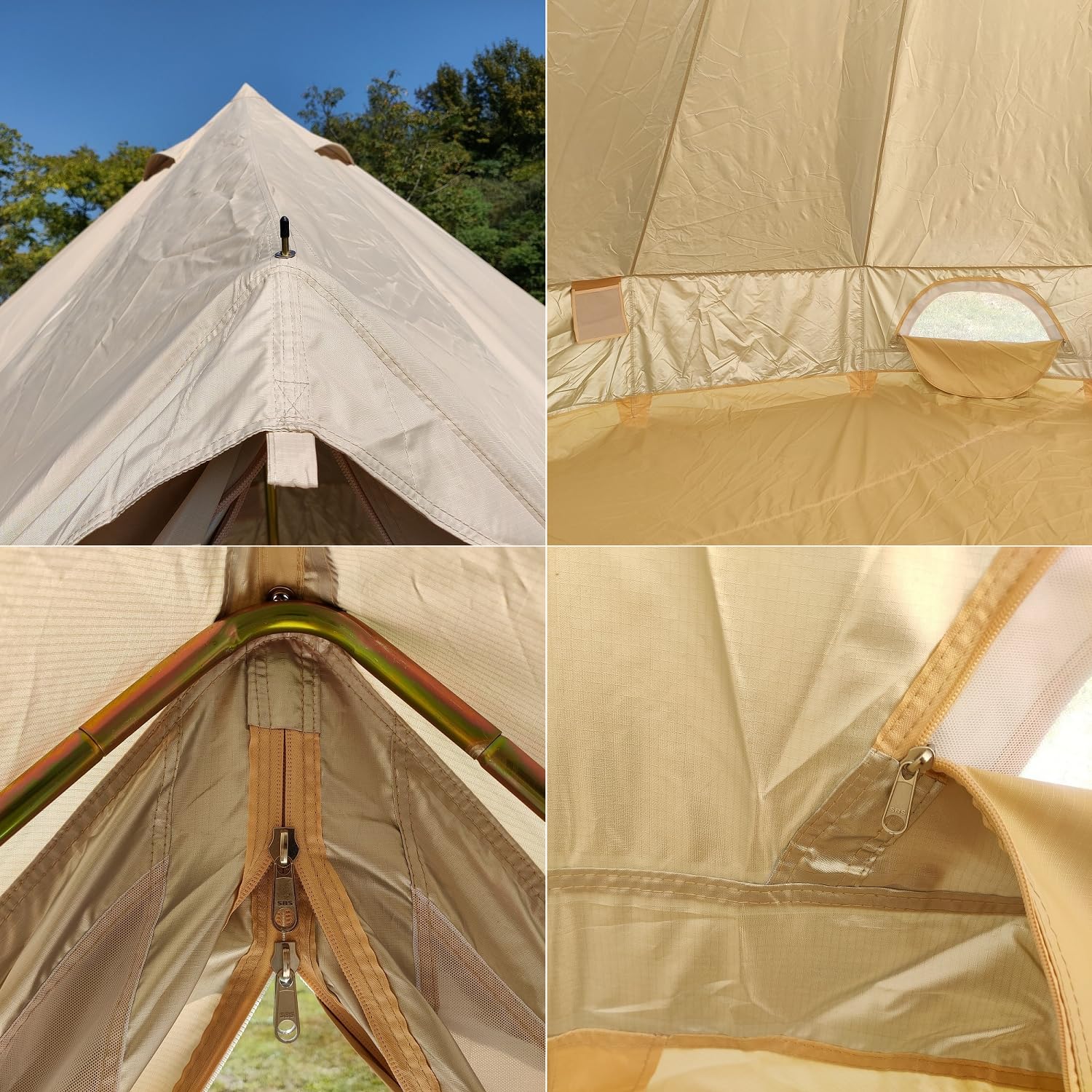 Outdoor Waterproof Anti-UV 300D Oxford Cloth Bell Tent Portable Family Camping Yurt (Diameter 4 Meter)