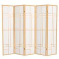 Red Lantern 6 ft. Tall Eudes Shoji Screen - Natural - 5 Panels