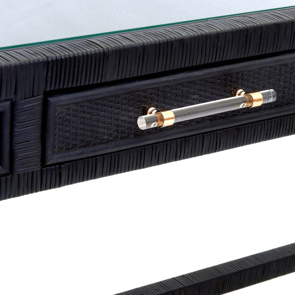 Tov Furniture Amara Charcoal Rattan Desk