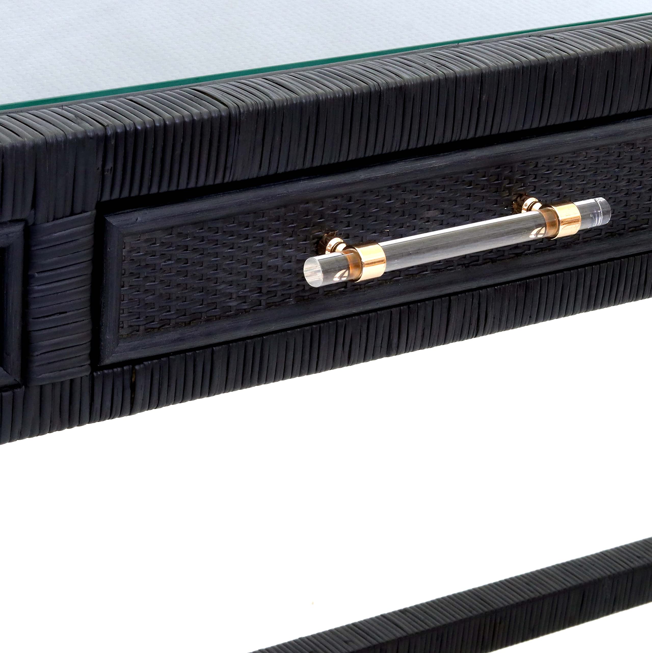 Tov Furniture Amara Charcoal Rattan Desk