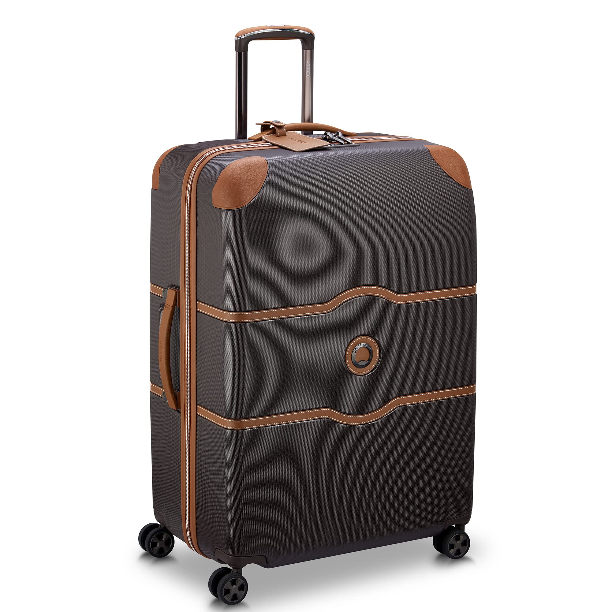 DELSEY PARIS Chatelet Air 2.0 - Hardside Checked Luggage 28 Inch Large - TSA Lock - 360° Spinner Wheels- Polycarbonate Travel Suitcase, Chocolate Brown