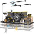 FERO Motorized Overhead Garage Storage Rack with Remote Control, Heavy-Duty Ceiling Mounted Organizer, 4x8 FT Ceiling Storage Lift System, Space-Saving Hanging Garage Shelves, 325 LBS Capacity