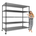 GAOMON 59" W Storage Shelves 82.6" H Heavy Duty Garage Shelving Units with Wheels, 5-Tiers Wire Shelving Rack Metal Storage Shelves for Garage Pantry Kitchen Commercial Industrial, 3300LBS Capacity