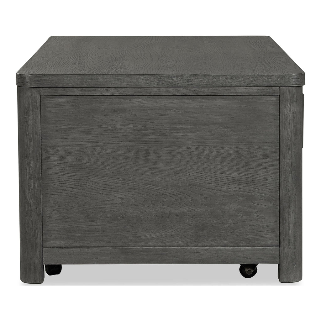 Furniture of America Selyra Modern Contemporary Solid Wood 46-inch Lift-top Rectangular Coffee Table with Dented Stainless Steel Accents, Wire Brush and Ball-Bearing Glides for Living Room, Ash Gray