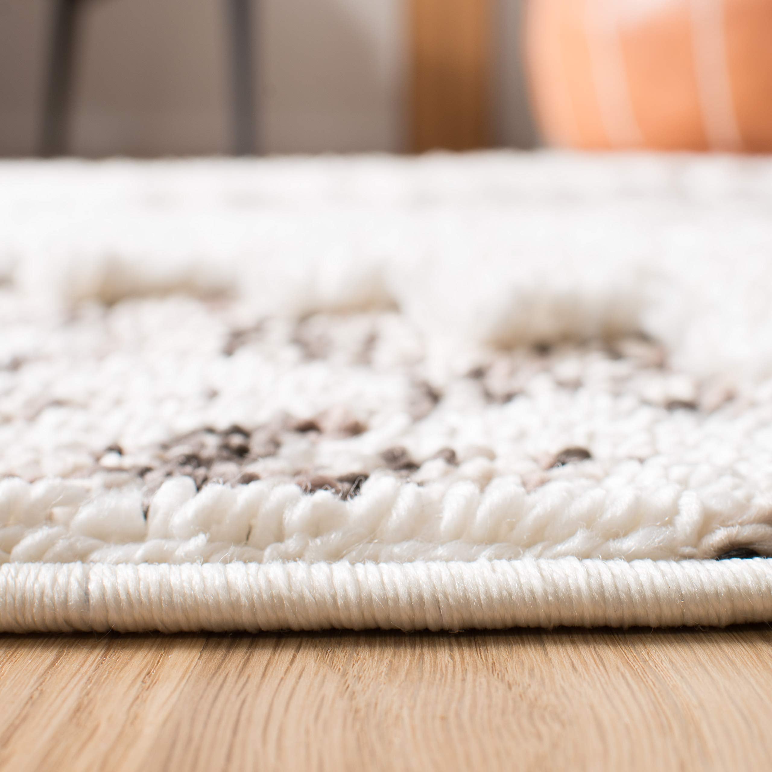 SAFAVIEH Moroccan Tassel Shag Collection Area Rug - 10' x 14', Ivory & Brown, Boho Design, Non-Shedding & Easy Care, 2-inch Thick Ideal for High Traffic Areas in Living Room, Bedroom (MTS652A)