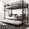 SUNLEI Metal Bunk Beds with Double Secured Ladders, Twin Bunk Bed with Surrounded Safety Guardrails, Space Saver Twin Beds, Noise Free for Small Bedroom, with Trundle Function, Solid Black