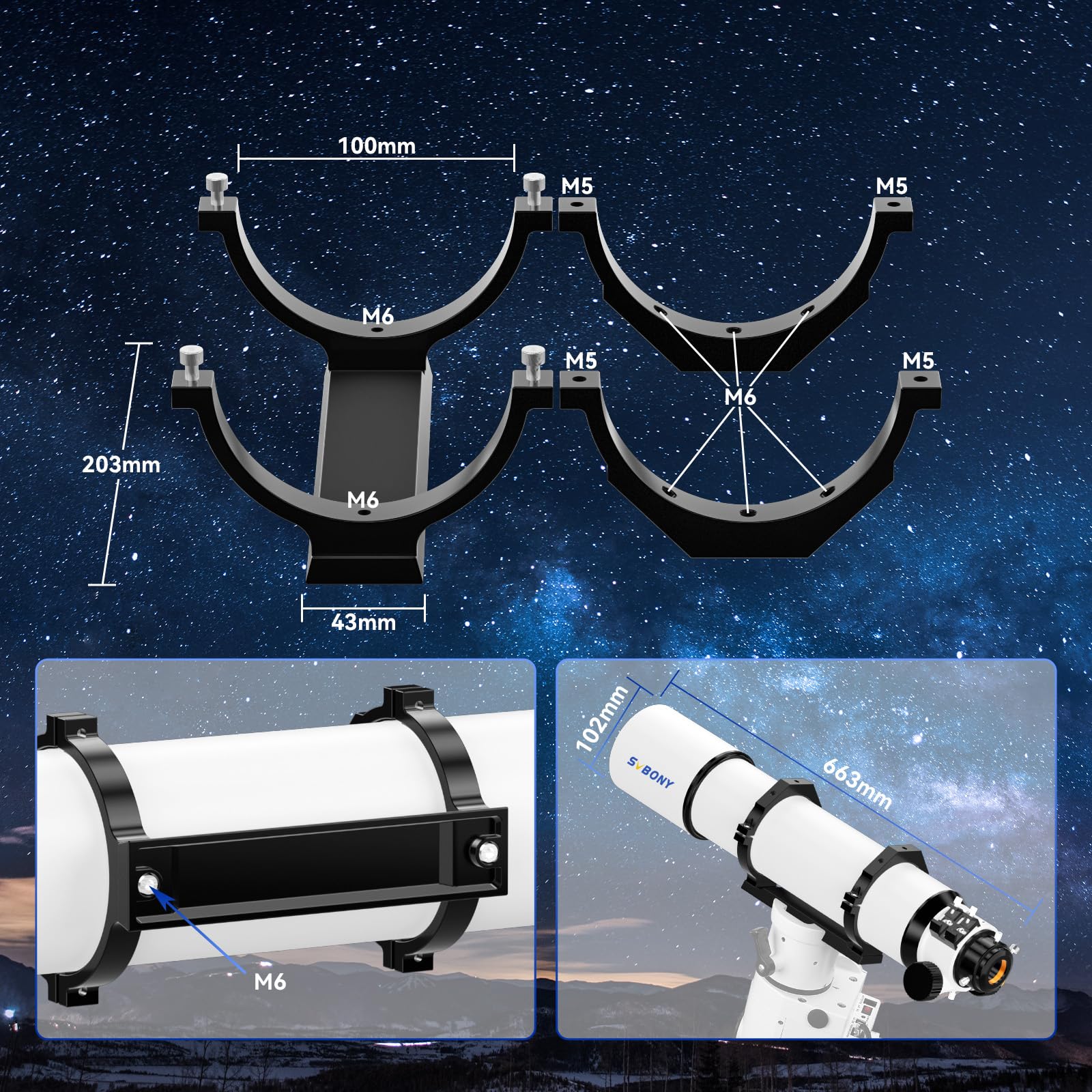 SVBONY SV48P Telescope for Adults High Powered, 102mm Large Aperture F6.5 Refractor OTA for Adults Beginner Astronomer, Astronomical Telescope for Observation of Deep Space Celestial Objective