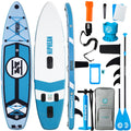Niphean (Extra Large) Inflatable Paddle Board, SUP for 2+1 People/Family 500lbs Capacity Stand Up Paddle Board with SUP Accessories, StabilTrac Fin Non-Slip Paddleboard for Adults-Sky Blue