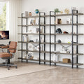 6 Tier Book Shelf, 47'' Wide Wood Industrial Bookshelf, 120lbs Shelf Capacity, Open Storage Shelves, 80'' Tall Heavy Duty Display Shelving, Rustic Grey Bookcase for Bedroom,Living Room,Office - 2Pcs