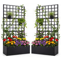 Giantex 2 Pack Metal Raised Garden Bed with Trellis, 71"x36"x16" Galvanized Planter Box w/Drainage Holes for Climbing Plants Vegetables Flowers, Outdoor Privacy Screen for Patio Backyard Balcony