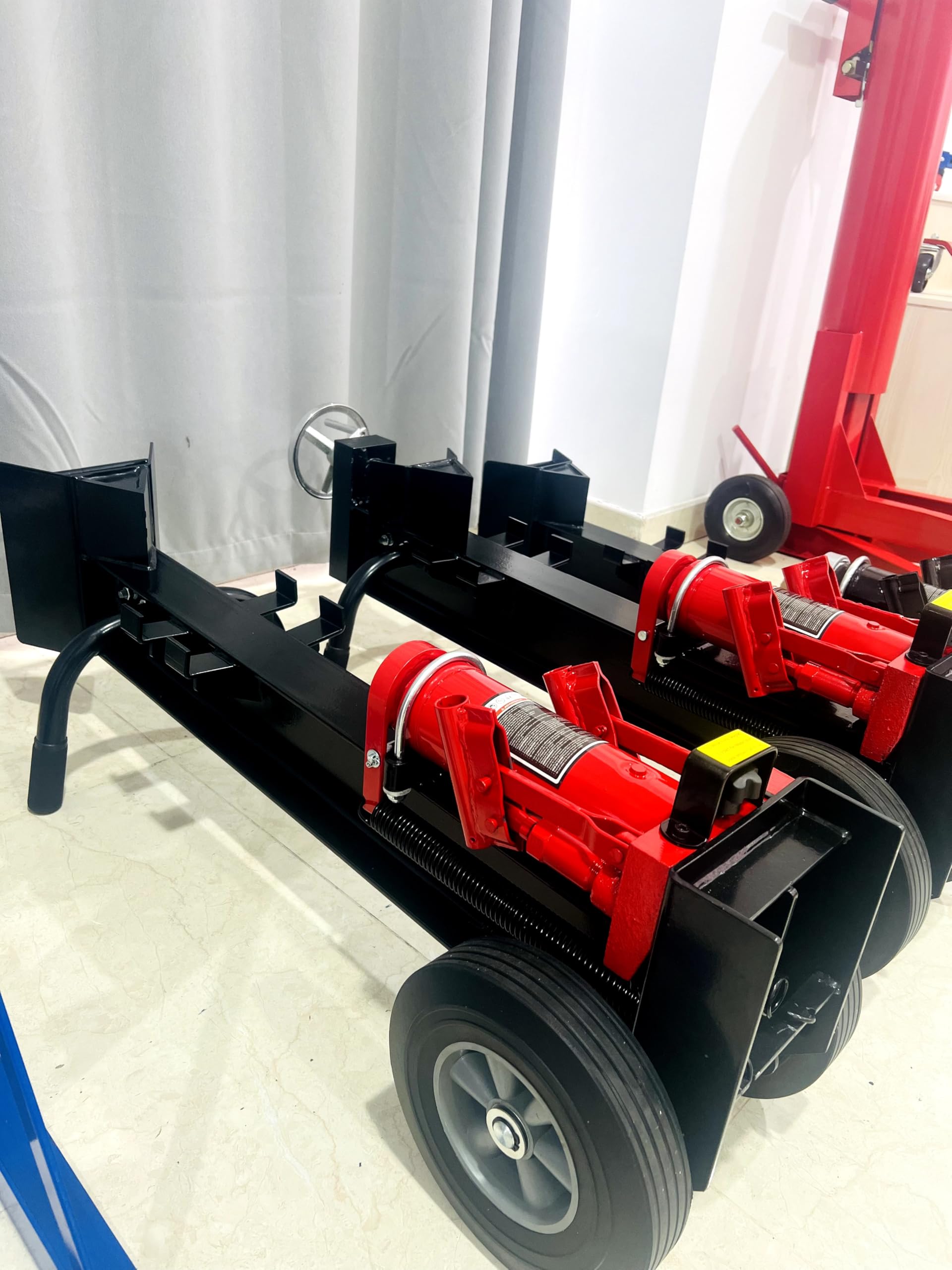Fuhomtre Log Splitter, 37-Inch Handle + 2 Speeds, 12 Ton Hydraulic Manual Log Splitter, Red-and-Black