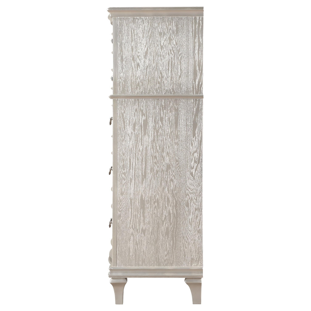 Coaster Home Furnishings - Evangeline - Wood - 6-Drawer Chest with Hexagonal-Shaped Knobs and Felt-Lined Drawer - Bedroom - Modern Classic - Silver Oak - 223395